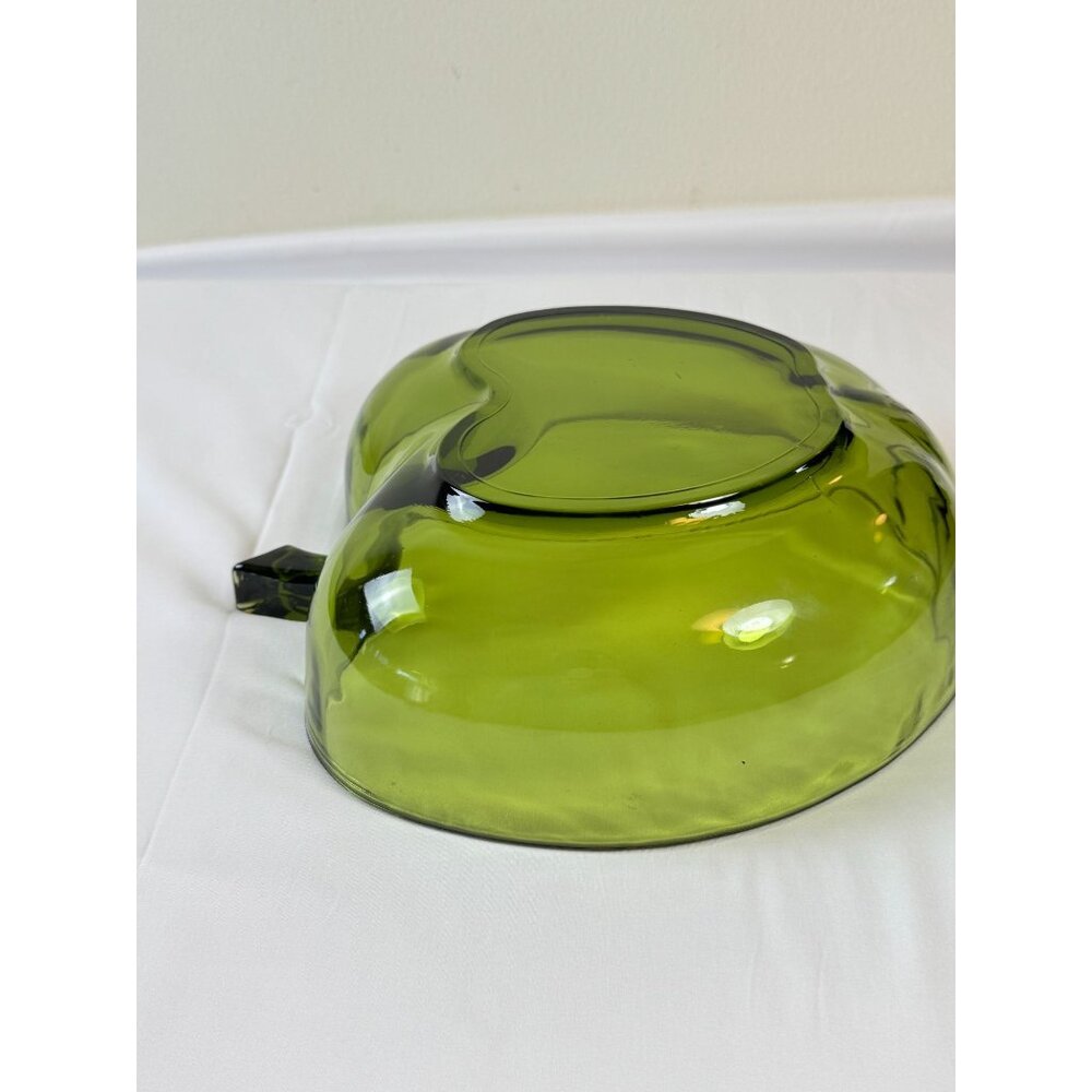 Hazel Atlas Large Apple-Shaped Green Glass Fruit Bowl Centerpiece Decor 10" - Picture 6 of 9